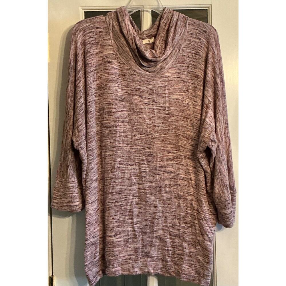 Peyton Promise Woman Pull Over Cowl Neck 2X With 6 Big Buttons Back Long Sleeves